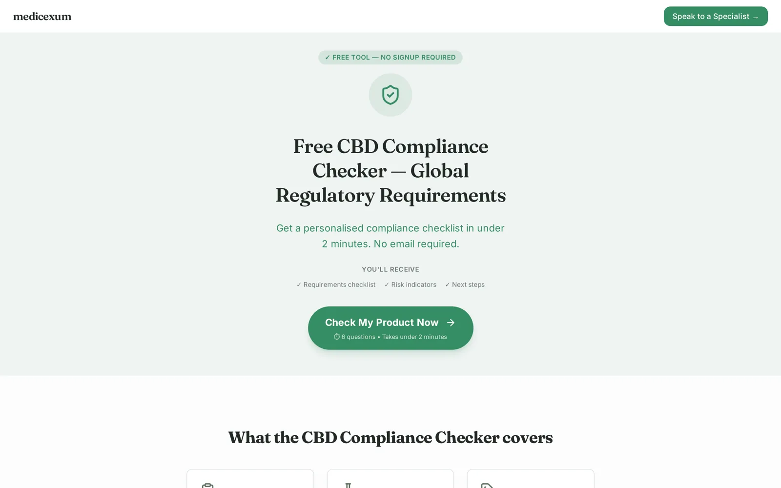 CBD Compliance Checker interface